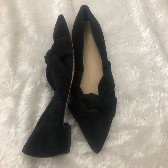 Via Spiga Black suede pointed toe bow flats size 9 - Picture 6 of 6